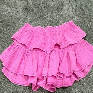 LoveShackFancy Vibrant Pink Textured Skirt